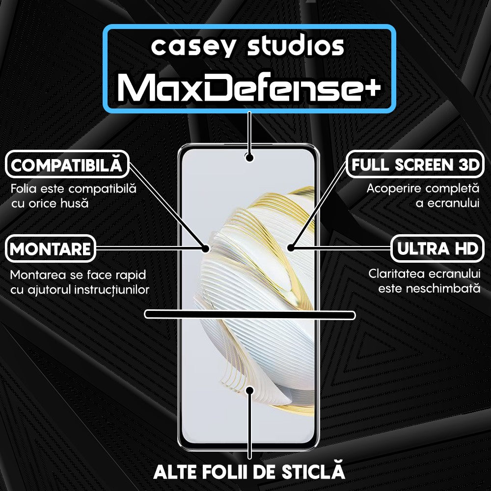 Folie Sticla MaxDefense+ - Huawei nova 10 - Negru