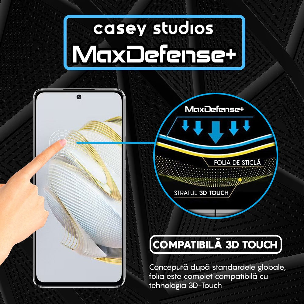 Folie Sticla MaxDefense+ - Huawei nova 10 - Negru
