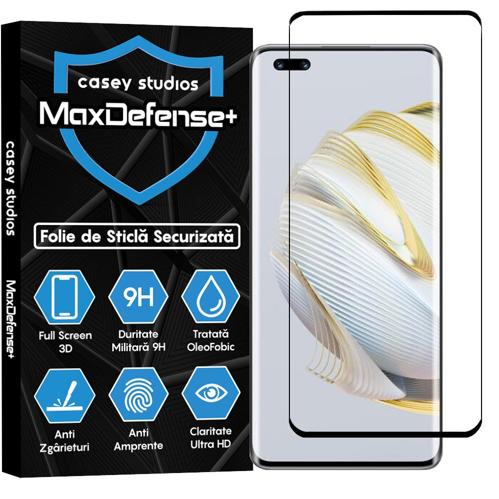 Folie Sticla MaxDefense+ - Huawei nova 10 Pro - Negru