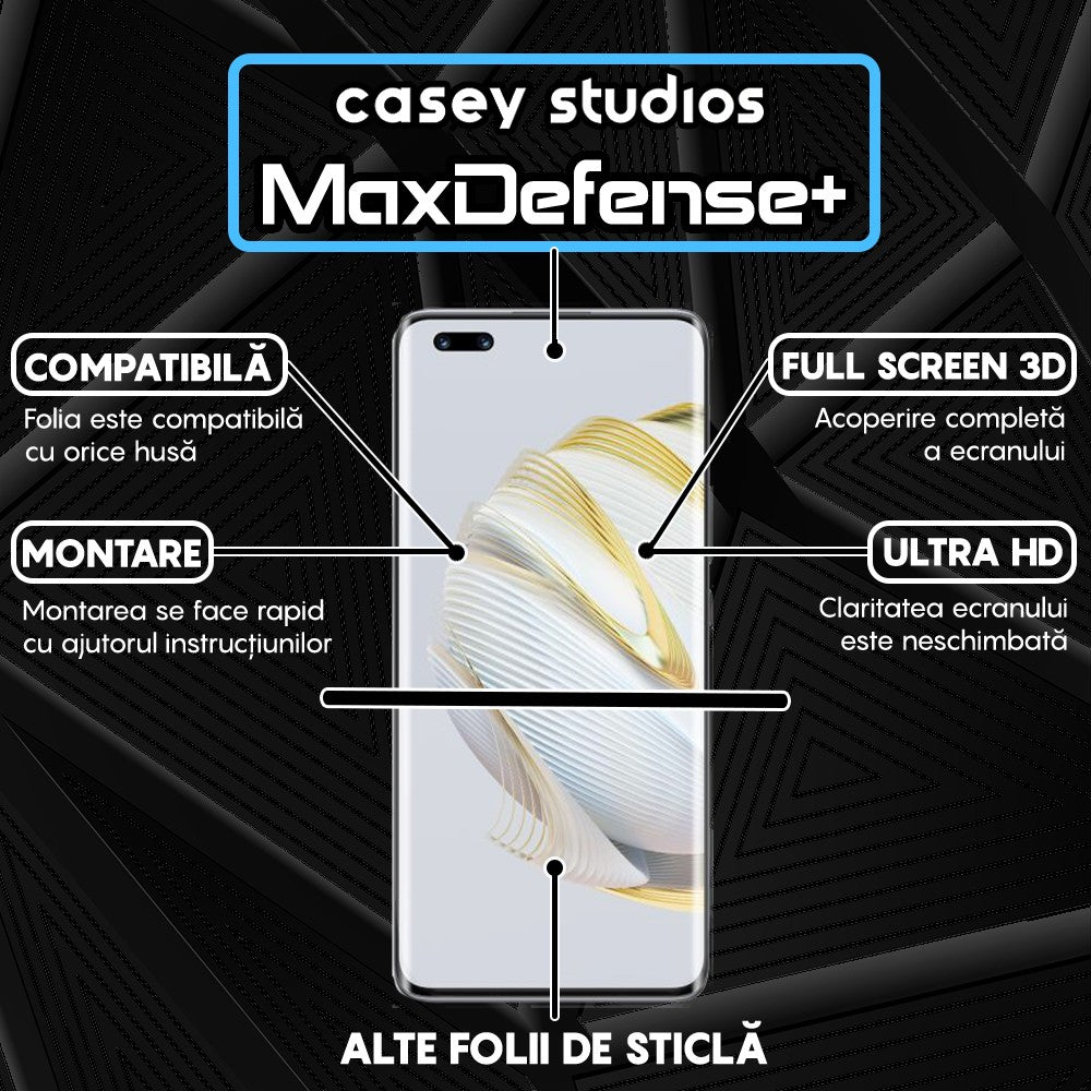 Folie Sticla MaxDefense+ - Huawei nova 10 Pro - Negru