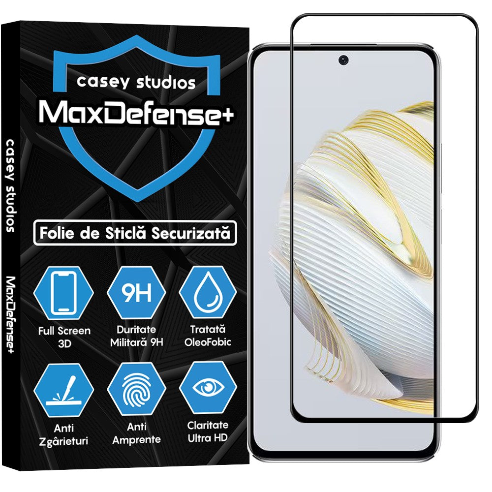 Folie Sticla MaxDefense+ - Huawei nova 10 SE - Negru