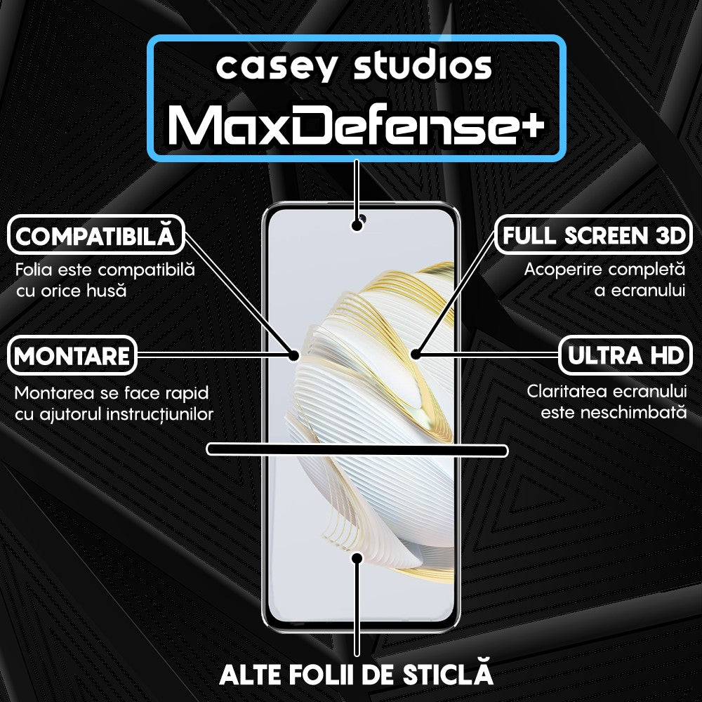Folie Sticla MaxDefense+ - Huawei nova 10 SE - Negru