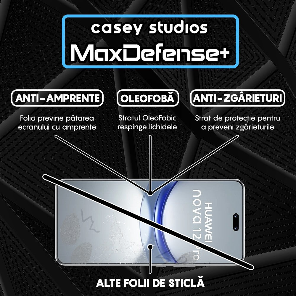 Folie Sticla MaxDefense+ - Huawei nova 12 Pro - Negru
