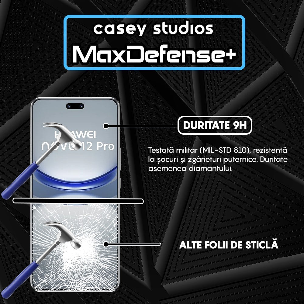 Folie Sticla MaxDefense+ - Huawei nova 12 Pro - Negru