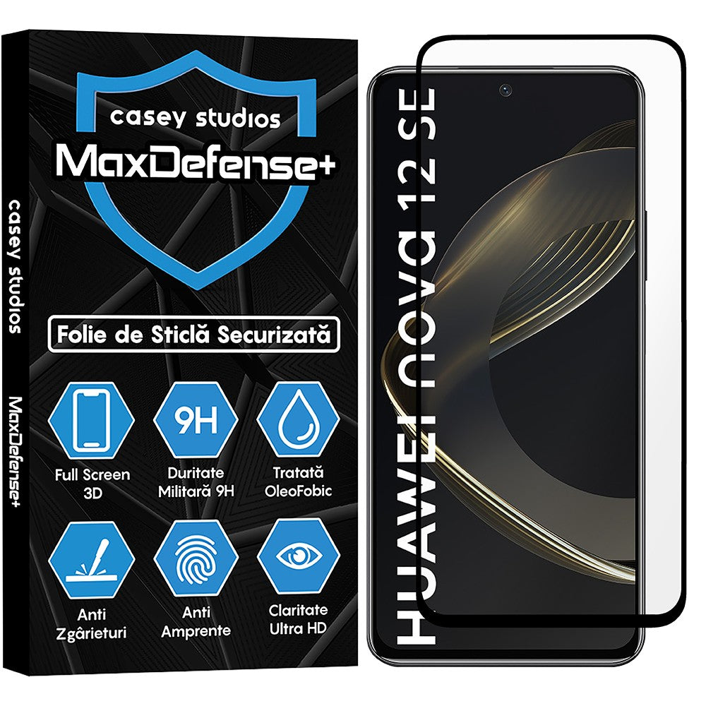 Folie Sticla MaxDefense+ - Huawei nova 12 SE - Negru