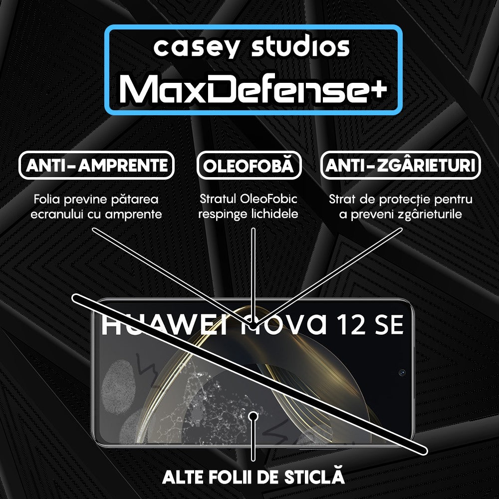 Folie Sticla MaxDefense+ - Huawei nova 12 SE - Negru