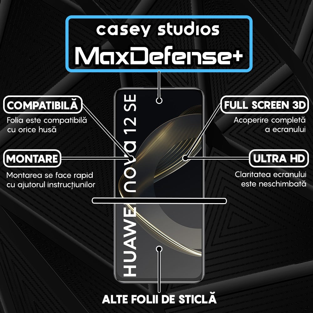 Folie Sticla MaxDefense+ - Huawei nova 12 SE - Negru