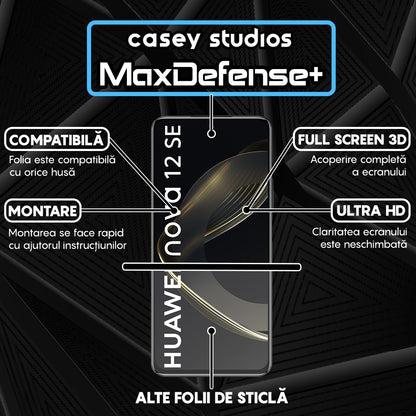 Folie Sticla MaxDefense+ - Huawei nova 12 SE - Negru