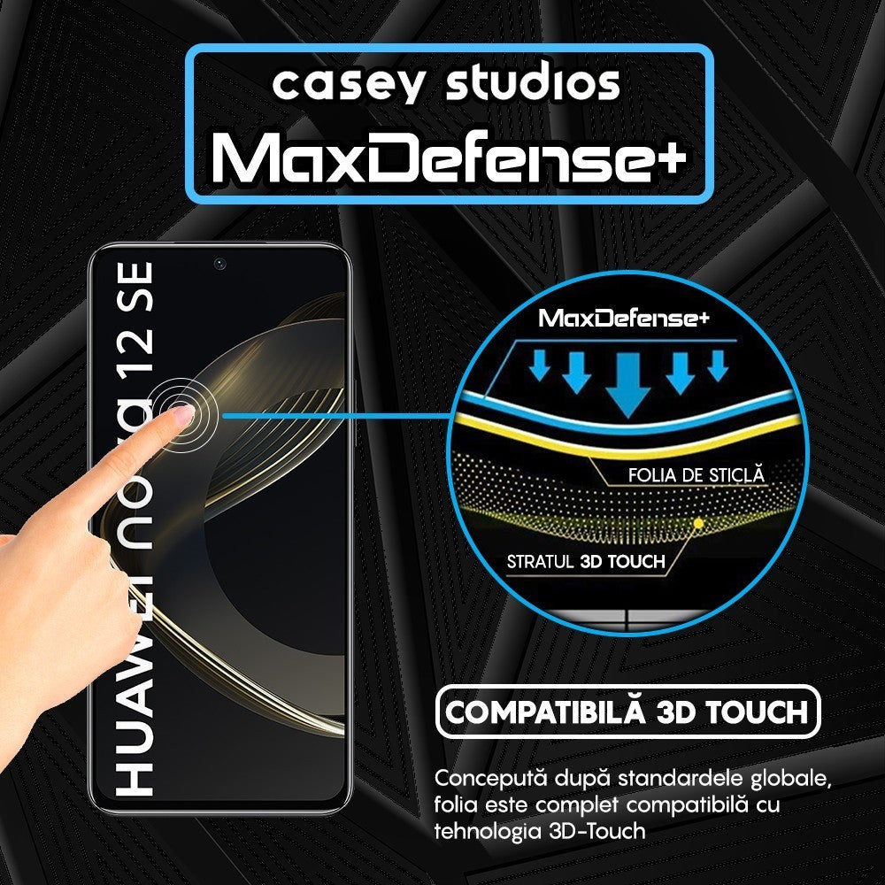 Folie Sticla MaxDefense+ - Huawei nova 12 SE - Negru
