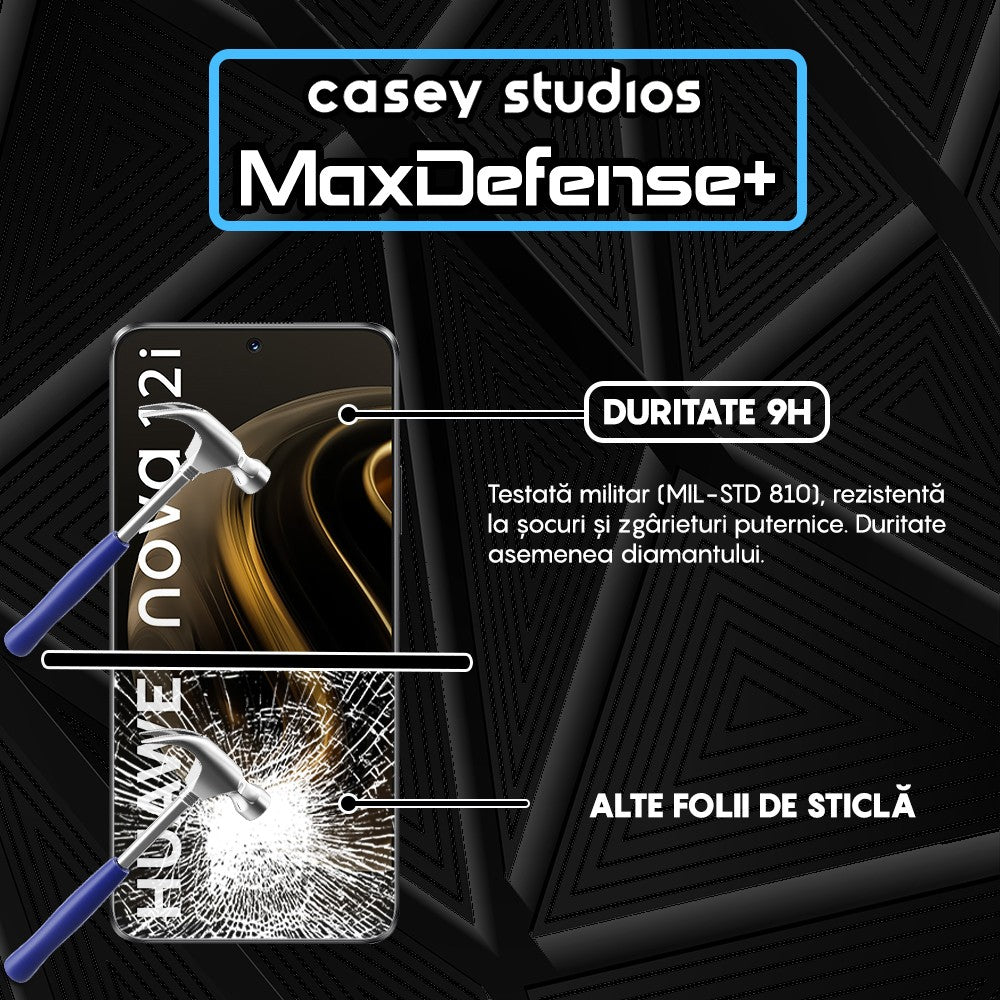 Folie Sticla MaxDefense+ - Huawei nova 12i - Negru