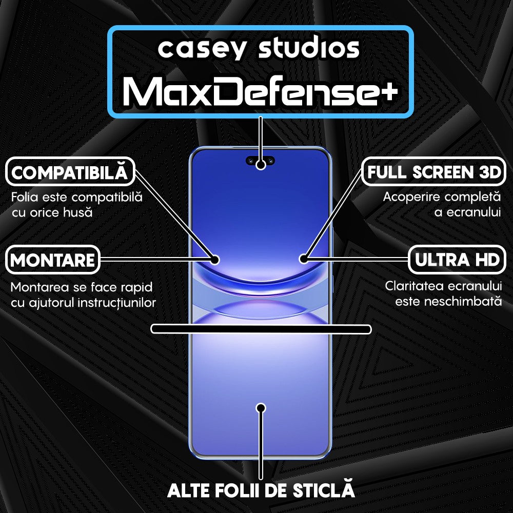 Folie Sticla MaxDefense+ - Huawei nova 12s - Negru