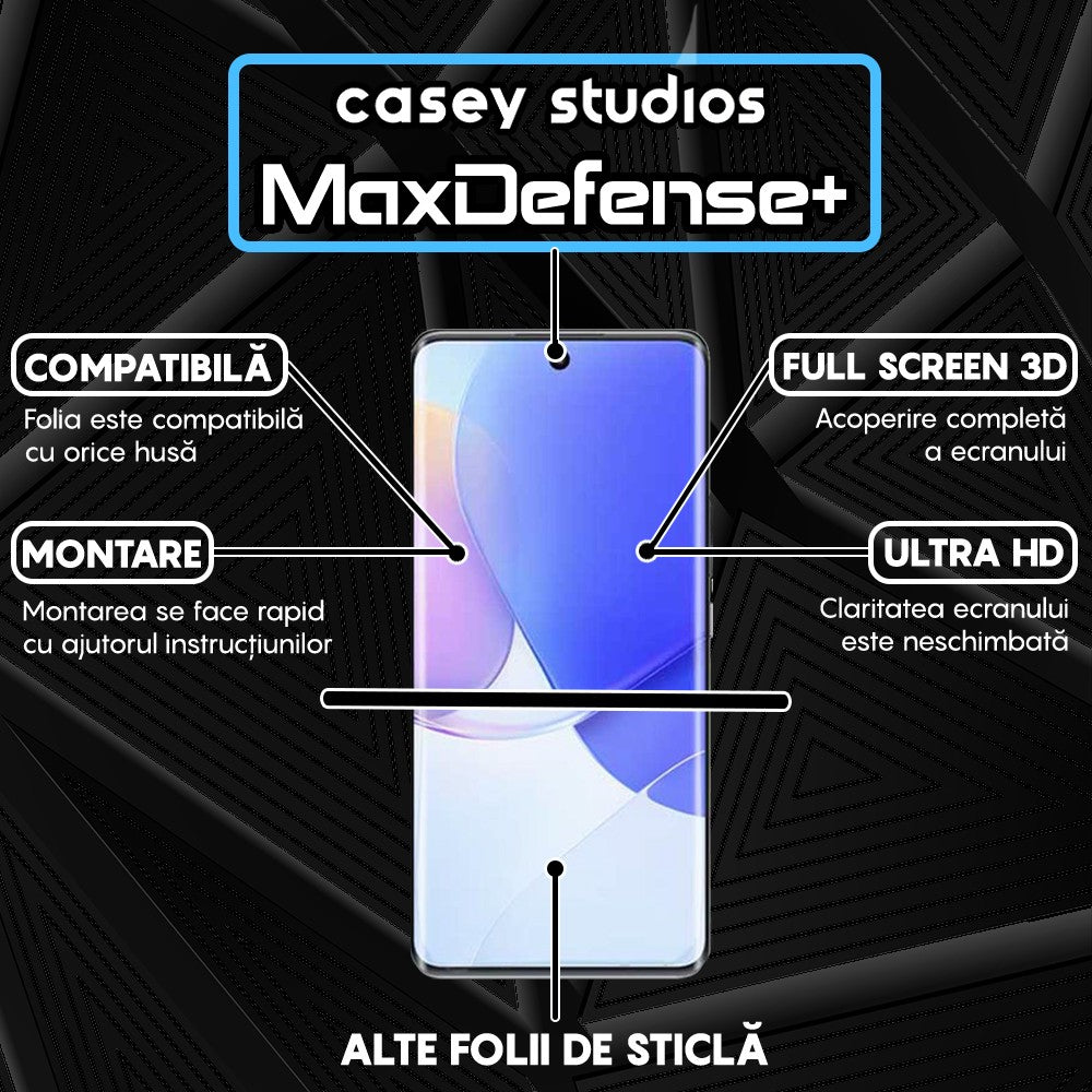 Folie Sticla MaxDefense+ - Huawei nova 9 SE - Negru