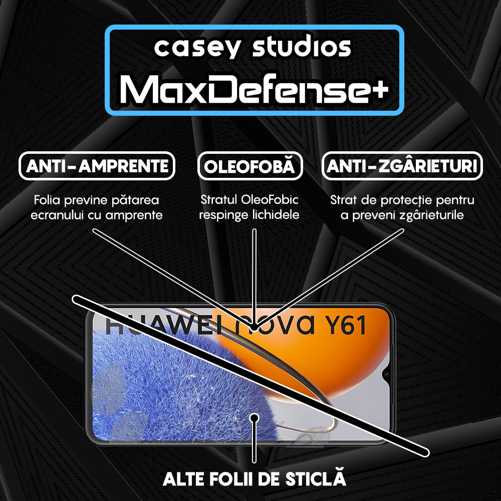 Folie Sticla MaxDefense+ - Huawei nova Y61 - Negru