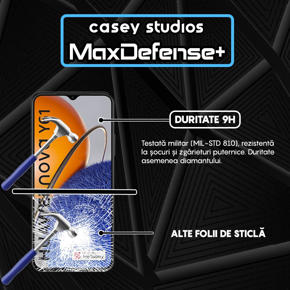 Folie Sticla MaxDefense+ - Huawei nova Y61 - Negru