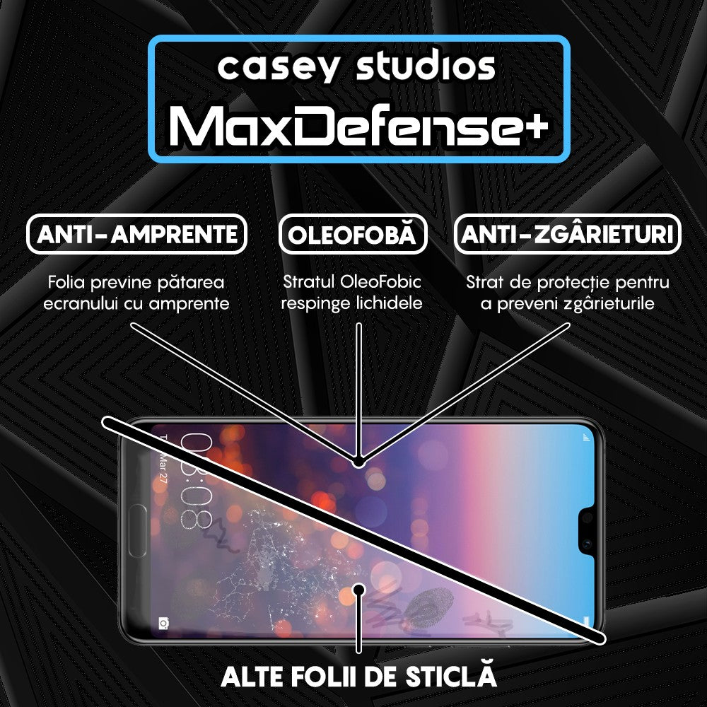 Folie Sticla MaxDefense+ - Huawei P20 - Negru