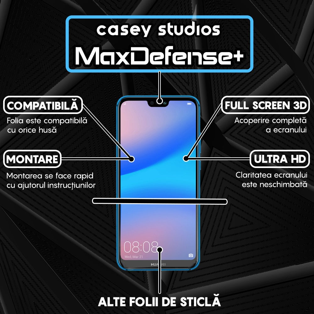 Folie Sticla MaxDefense+ - Huawei P20 Lite 2019/P40 Lite/P40 Lite E/Y7p - Negru