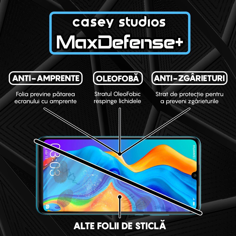Folie Sticla MaxDefense+ - Huawei P30 Lite/P30 Lite New Edition - Negru