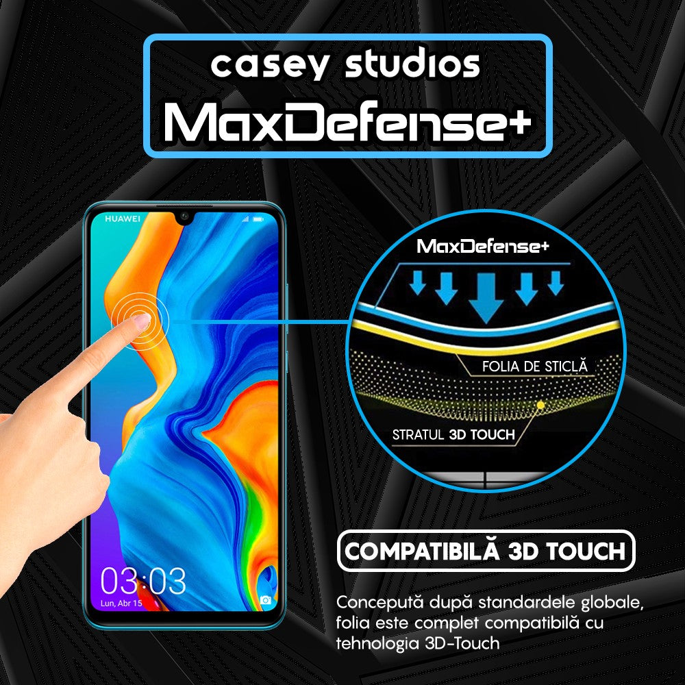 Folie Sticla MaxDefense+ - Huawei P30 Lite/P30 Lite New Edition - Negru
