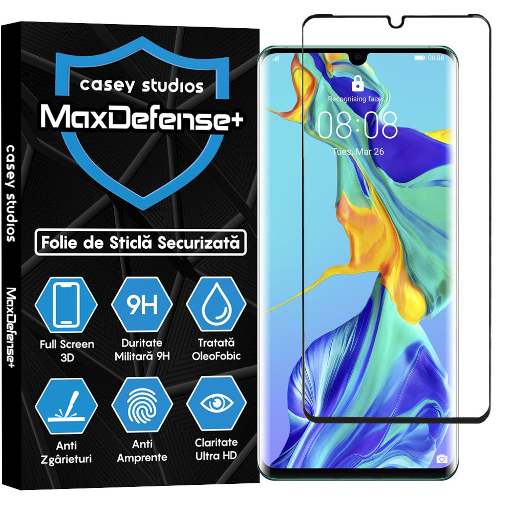 Folie Sticla MaxDefense+ - Huawei P30 Pro/P30 Pro New Edition - Negru