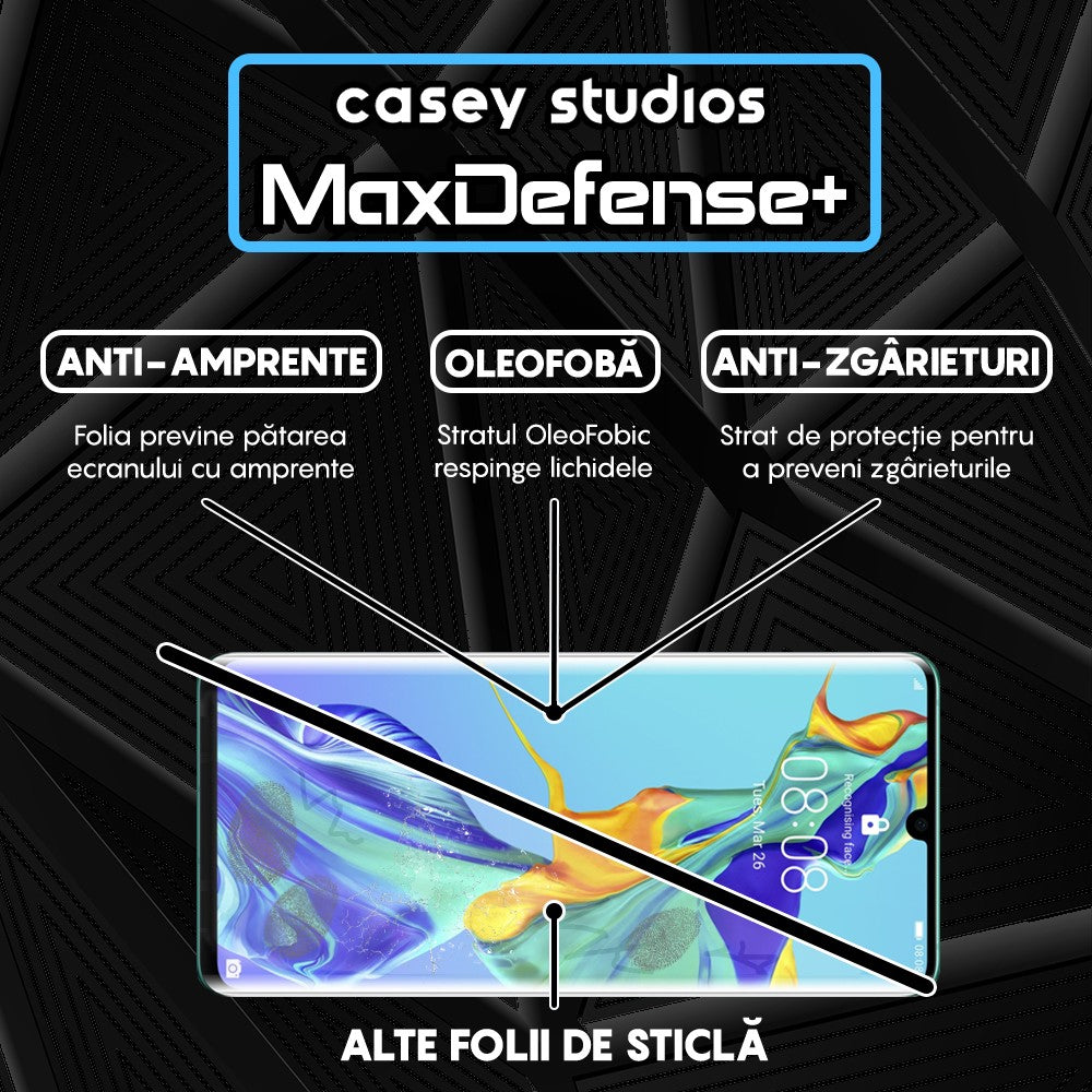 Folie Sticla MaxDefense+ - Huawei P30 Pro/P30 Pro New Edition - Negru