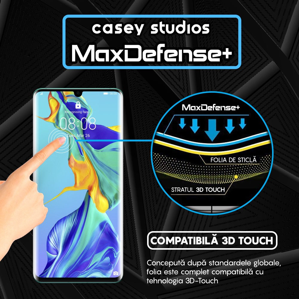 Folie Sticla MaxDefense+ - Huawei P30 Pro/P30 Pro New Edition - Negru