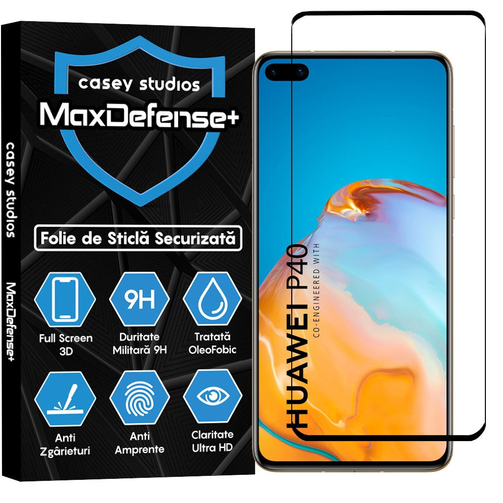 Folie Sticla MaxDefense+ - Huawei P40 - Negru