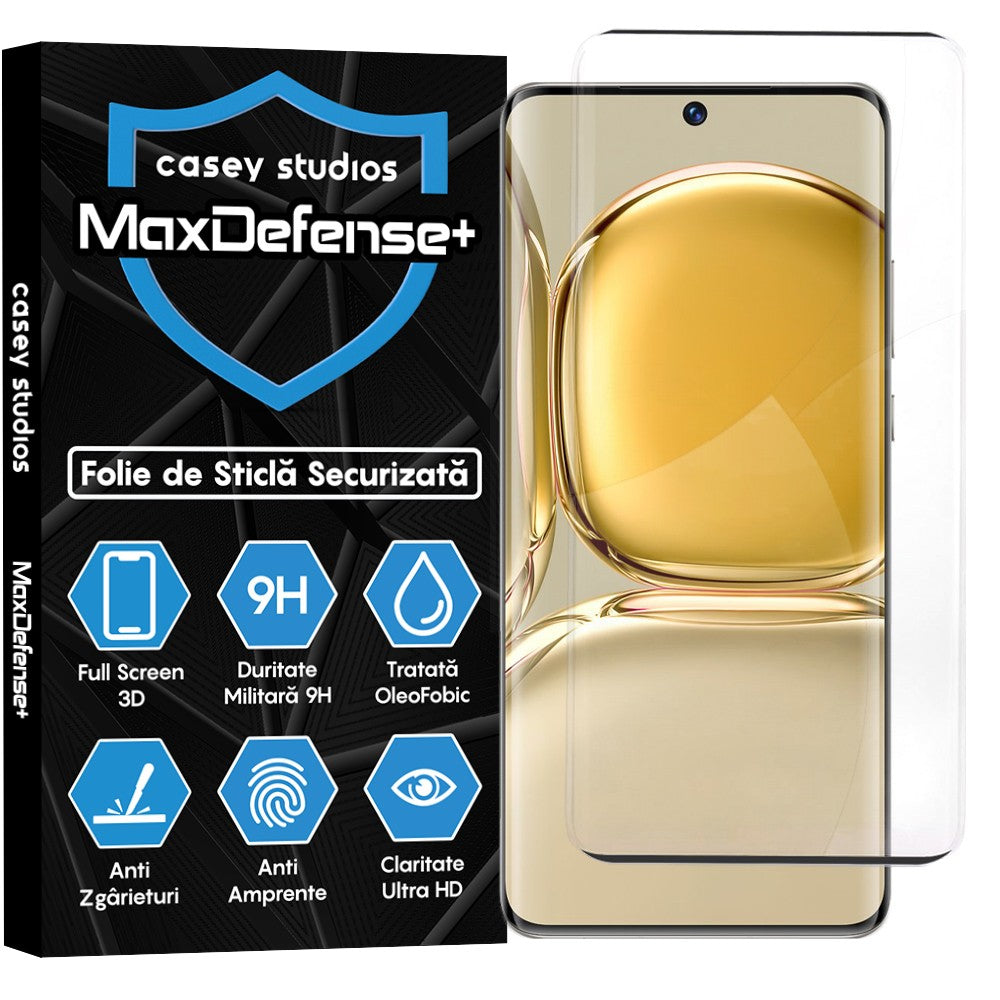 Folie Sticla MaxDefense+ - Huawei P50 - Negru