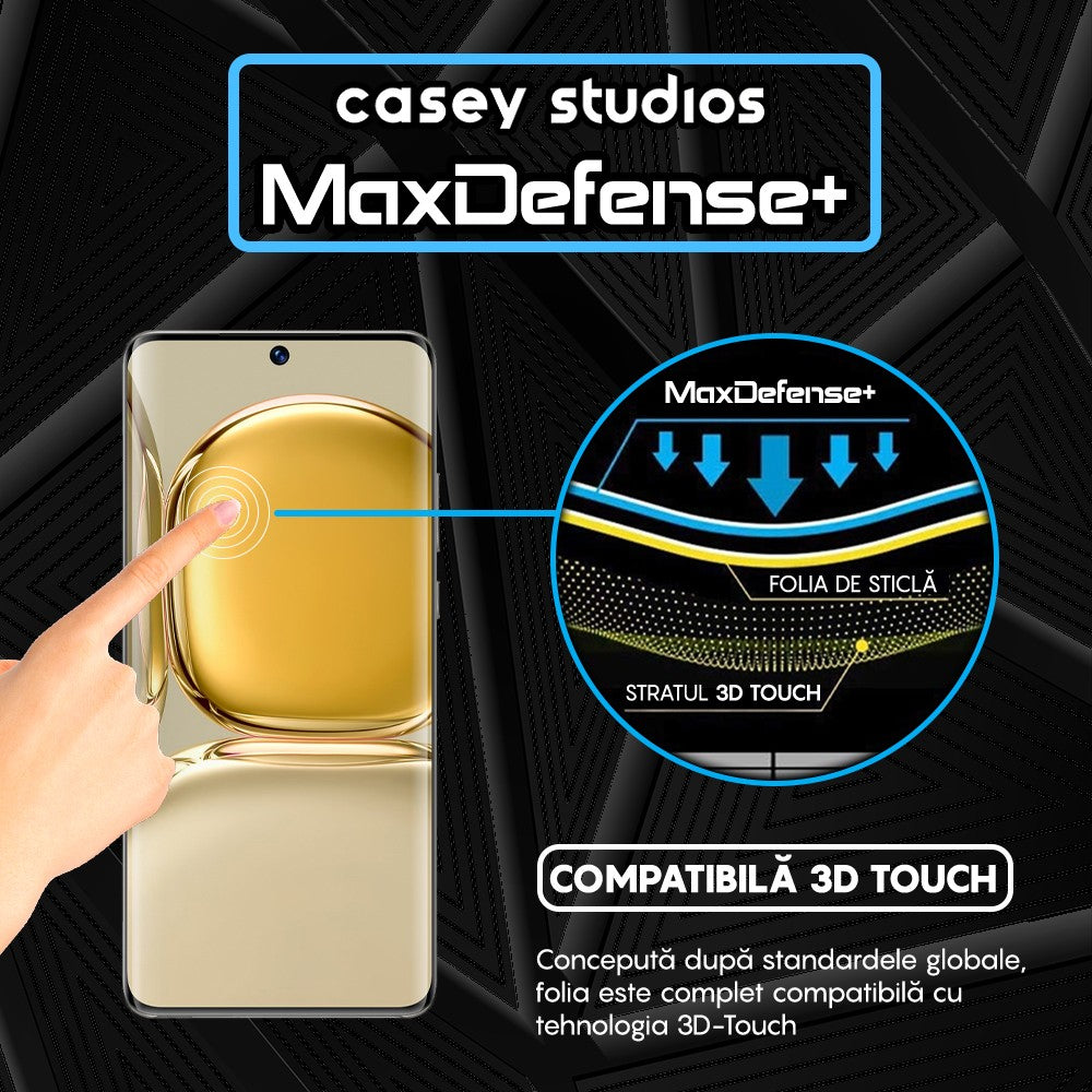 Folie Sticla MaxDefense+ - Huawei P50 - Negru
