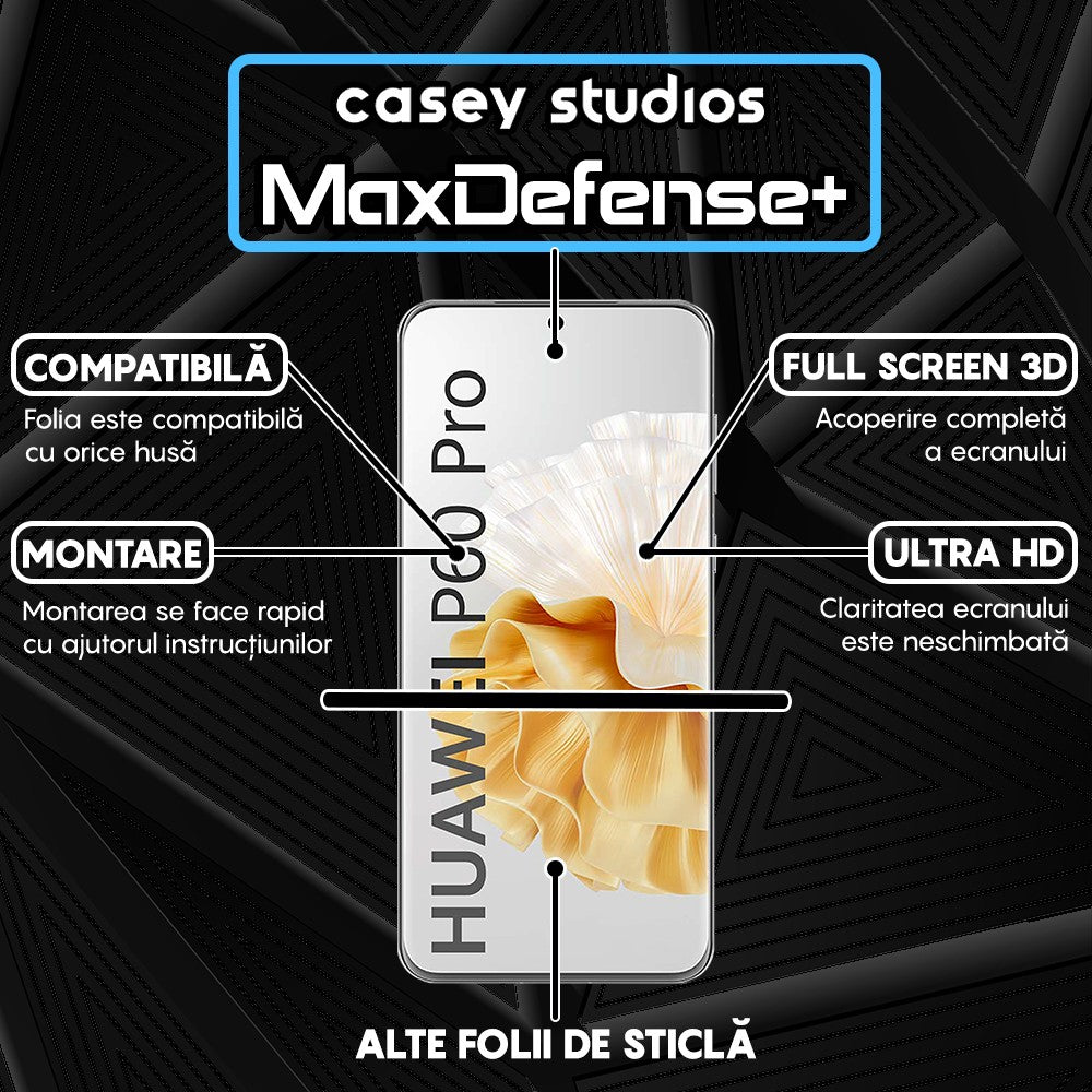 Folie Sticla MaxDefense+ - Huawei P60/P60 Pro - Negru