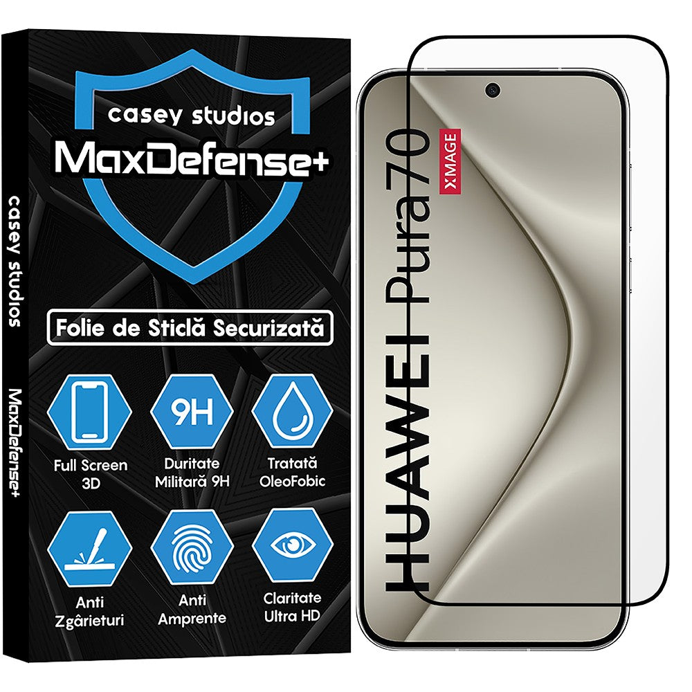 Folie Sticla MaxDefense+ - Huawei Pura 70 - Negru