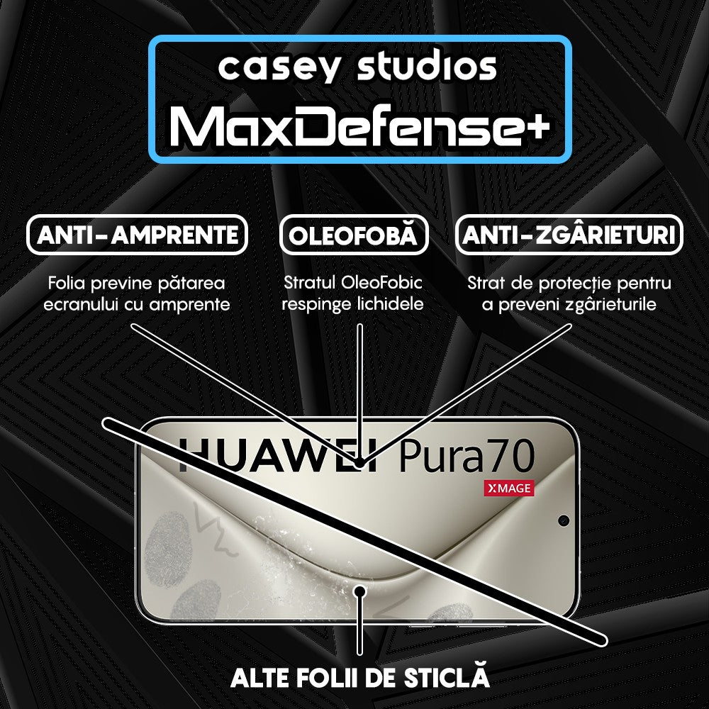 Folie Sticla MaxDefense+ - Huawei Pura 70 - Negru