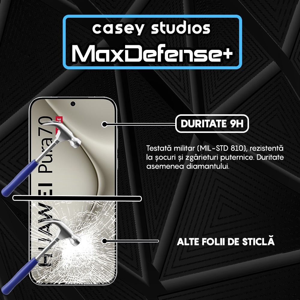 Folie Sticla MaxDefense+ - Huawei Pura 70 - Negru