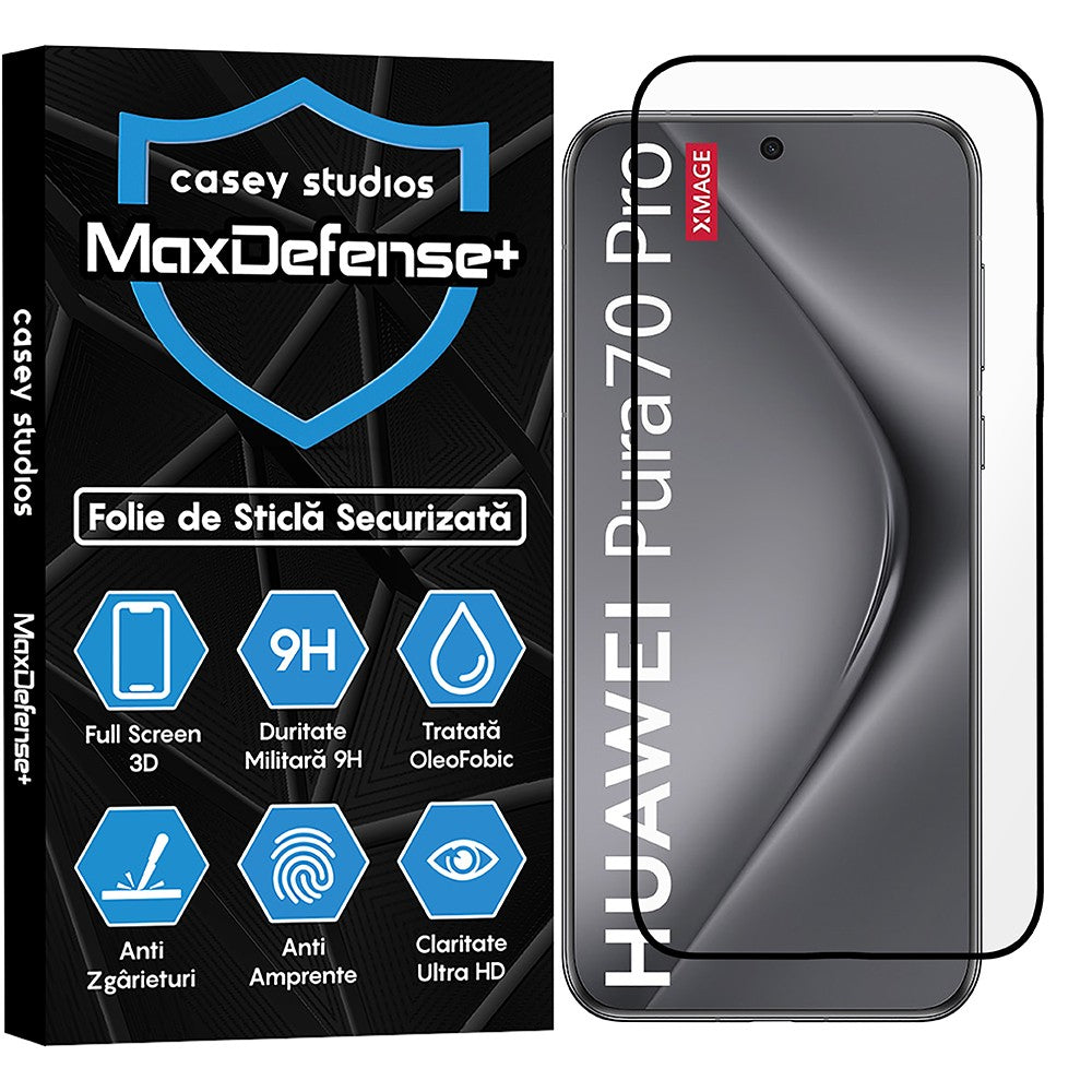 Folie Sticla MaxDefense+ - Huawei Pura 70 Ultra/70 Pro/70 Pro Plus - Negru