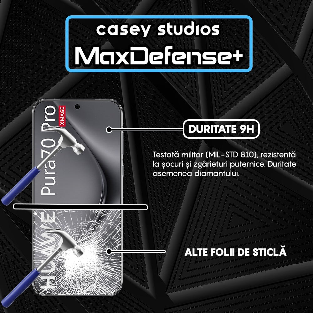 Folie Sticla MaxDefense+ - Huawei Pura 70 Ultra/70 Pro/70 Pro Plus - Negru
