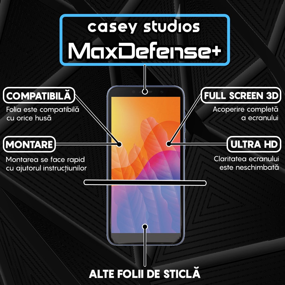 Folie Sticla MaxDefense+ - Huawei Y5p - Negru