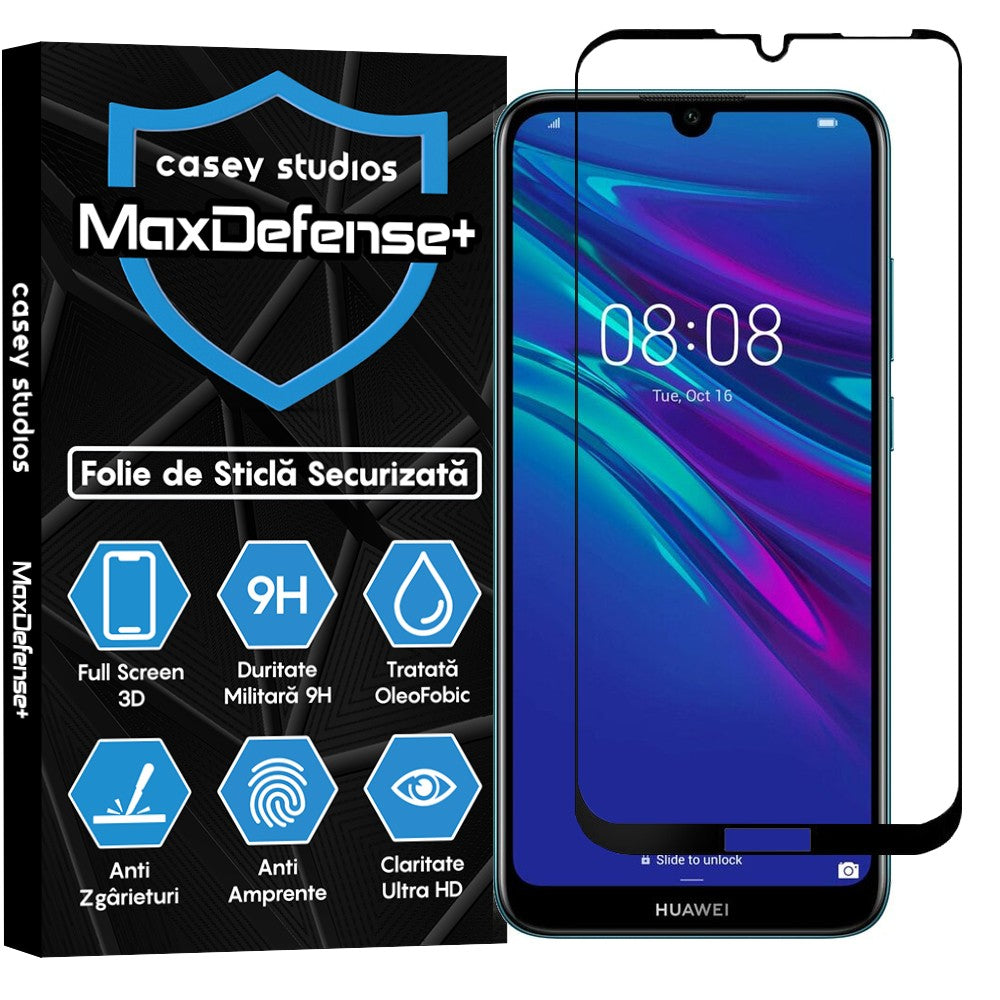 Folie Sticla MaxDefense+ - Huawei Y6 2019/Y6 Pro 2019/Y6p/Honor 8A 2020 - Negru