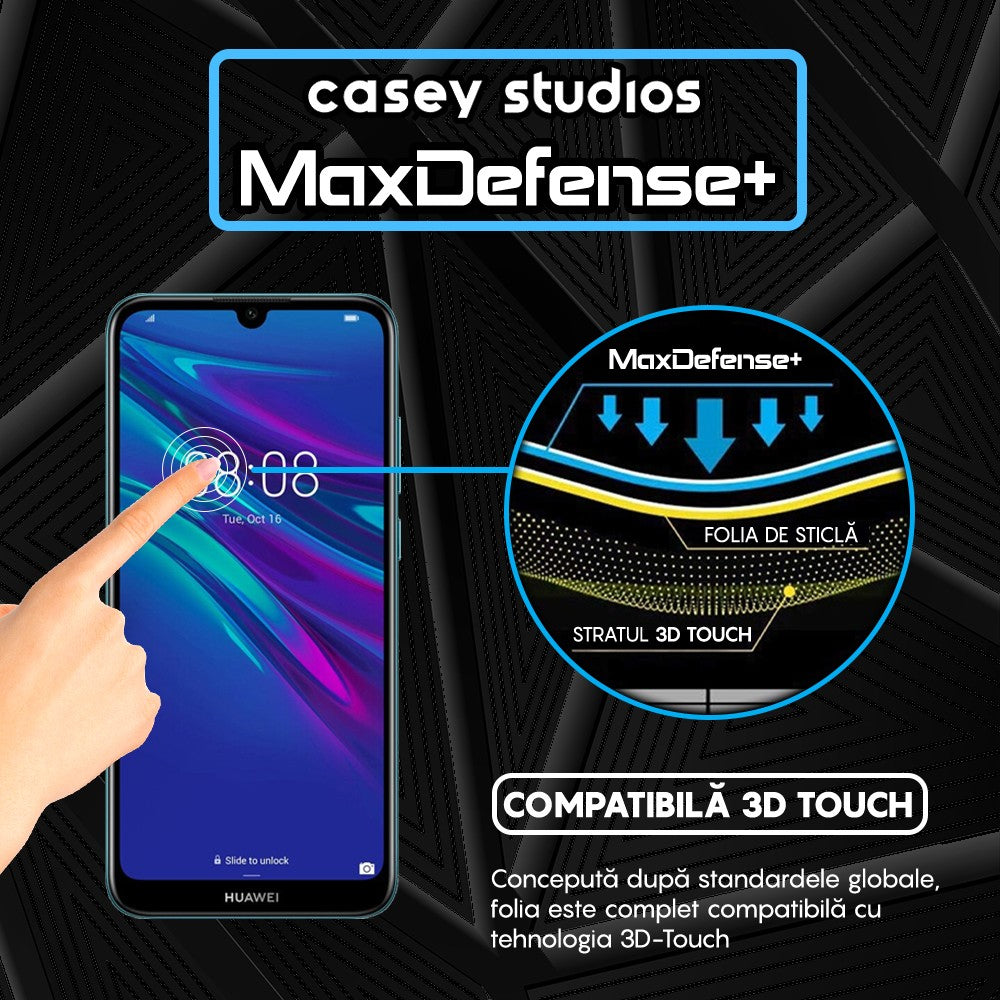 Folie Sticla MaxDefense+ - Huawei Y6 2019/Y6 Pro 2019/Y6p/Honor 8A 2020 - Negru
