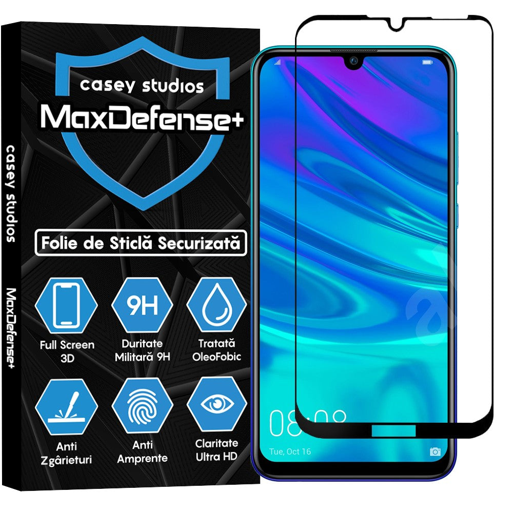 Folie Sticla MaxDefense+ - Huawei Y7 2019/Y7 Prime 2019/Y7 Pro 2019 - Negru