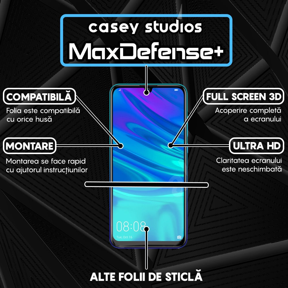 Folie Sticla MaxDefense+ - Huawei Y7 2019/Y7 Prime 2019/Y7 Pro 2019 - Negru
