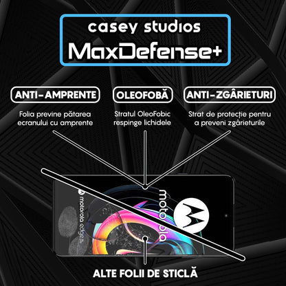 Folie Sticla MaxDefense+ - Motorola Edge 20 Lite - Negru