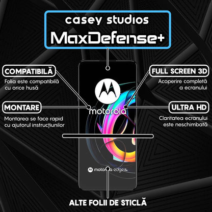 Folie Sticla MaxDefense+ - Motorola Edge 20 Lite - Negru