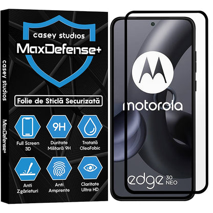 Folie Sticla MaxDefense+ - Motorola Edge 30 Neo - Negru