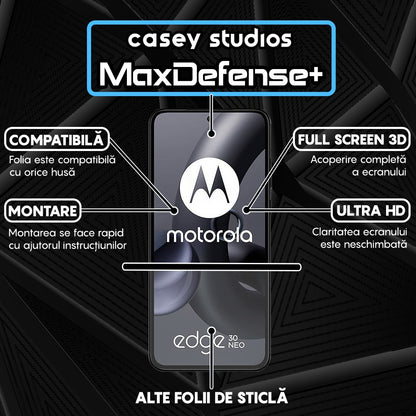 Folie Sticla MaxDefense+ - Motorola Edge 30 Neo - Negru