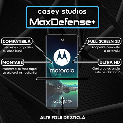 Folie Sticla MaxDefense+ - Motorola Edge 40/Edge 40 Neo - Negru