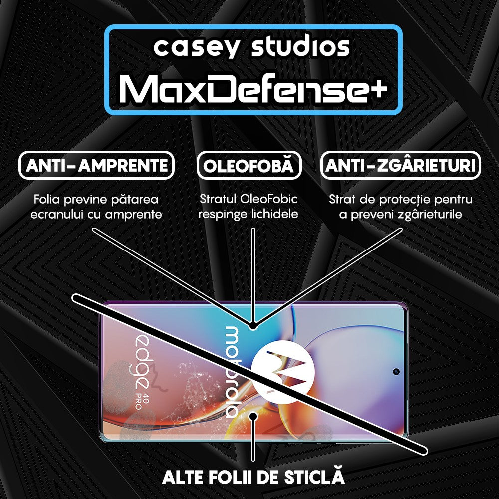 Folie Sticla MaxDefense+ - Motorola Edge 40 Pro - Negru