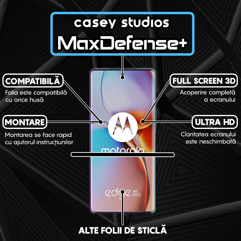 Folie Sticla MaxDefense+ - Motorola Edge 40 Pro - Negru