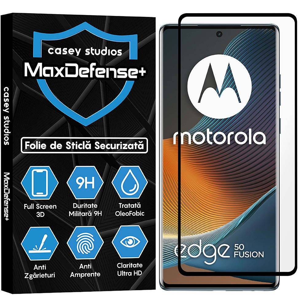 Folie Sticla MaxDefense+ - Motorola Edge 50 Fusion - Negru
