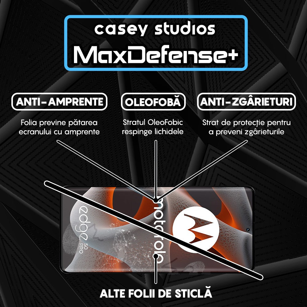 Folie Sticla MaxDefense+ - Motorola Edge 50 Pro - Negru