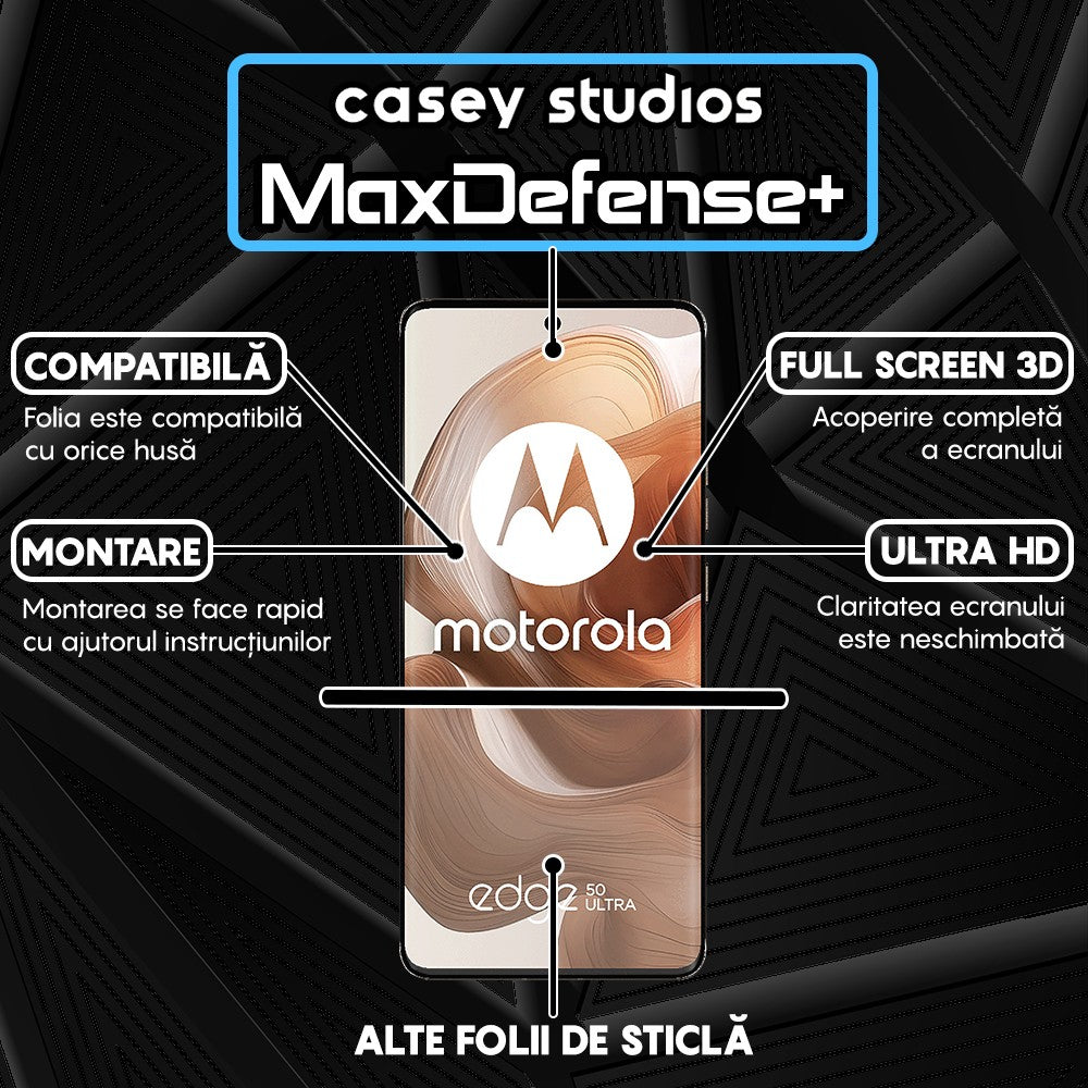Folie Sticla MaxDefense+ - Motorola Edge 50 Ultra - Negru