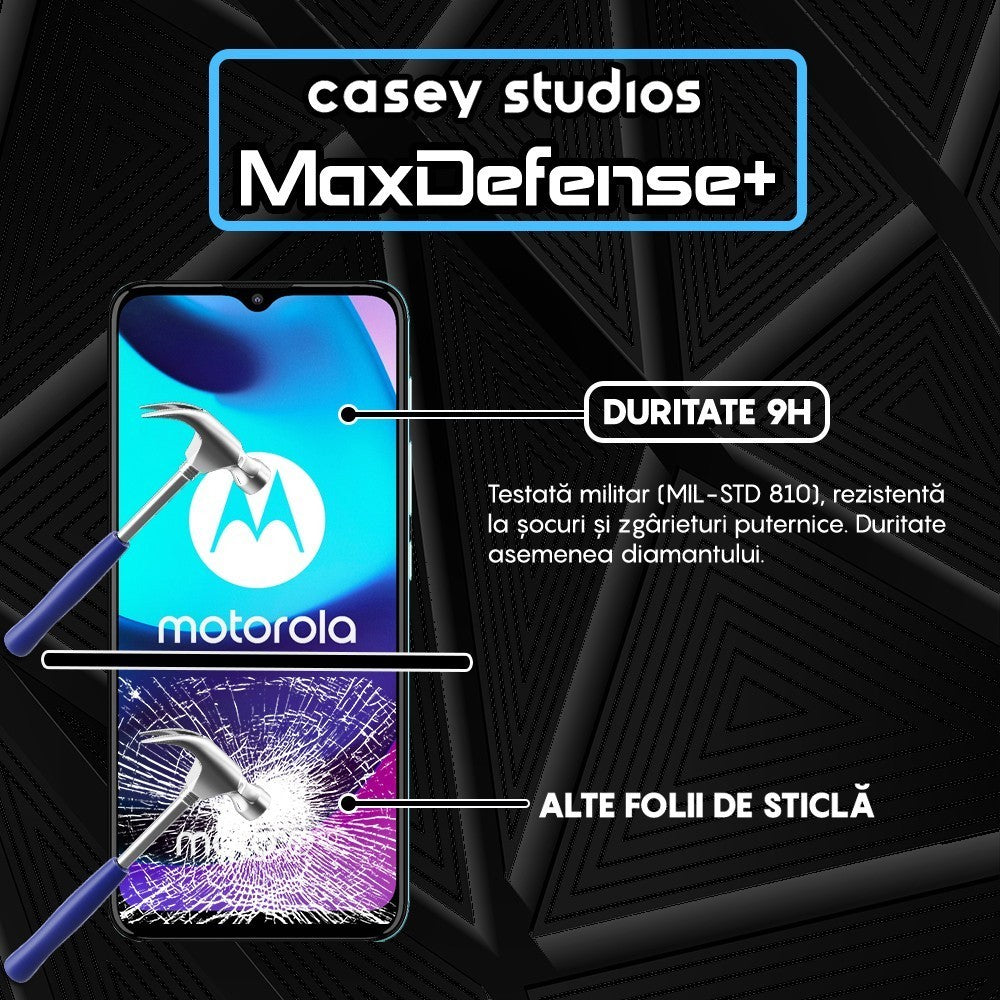 Folie Sticla MaxDefense+ - Motorola Moto E20 - Negru